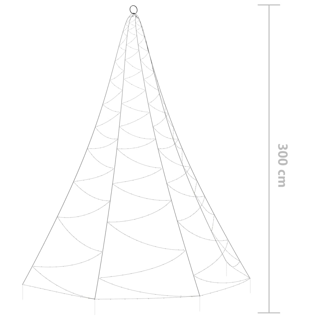 Albero Da Parete Con Gancio Metallico 260 Led 3 M