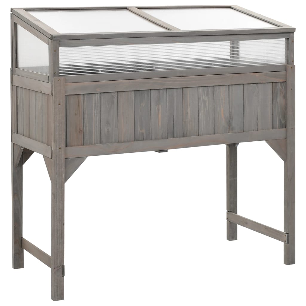 Aiuola Rialzata Con Copertura Serra 110X54X120Cm Abete Massello Bianco