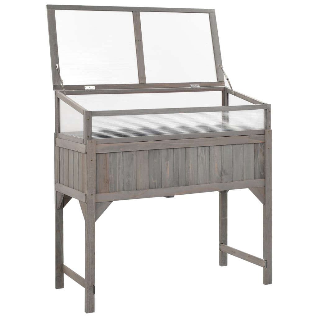 Aiuola Rialzata Con Copertura Serra 110X54X120Cm Abete Massello Bianco