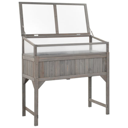 Aiuola Rialzata Con Copertura Serra 110X54X120Cm Abete Massello Bianco