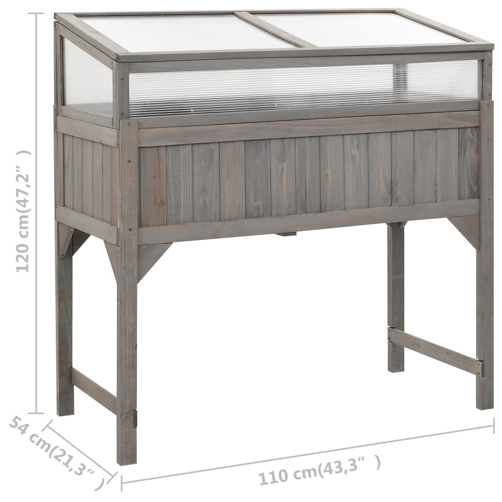 Aiuola Rialzata Con Copertura Serra 110X54X120Cm Abete Massello Bianco