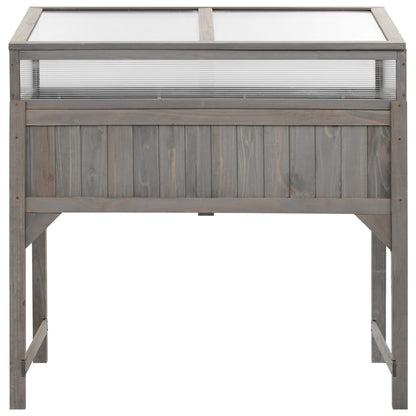 Aiuola Rialzata Con Copertura Serra 110X54X120Cm Abete Massello Bianco