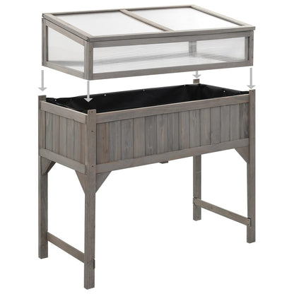 Aiuola Rialzata Con Copertura Serra 110X54X120Cm Abete Massello Bianco