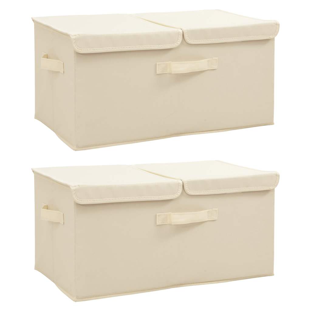 Scatole Portaoggetti 2Pz In Tessuto 50X30X25 Cm Crema
