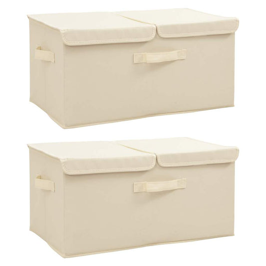 Scatole Portaoggetti 2Pz In Tessuto 50X30X25 Cm Crema