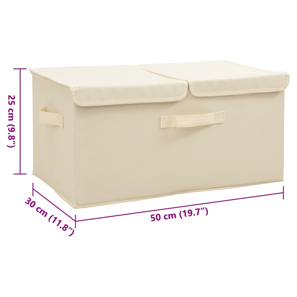 Scatole Portaoggetti 2Pz In Tessuto 50X30X25 Cm Crema