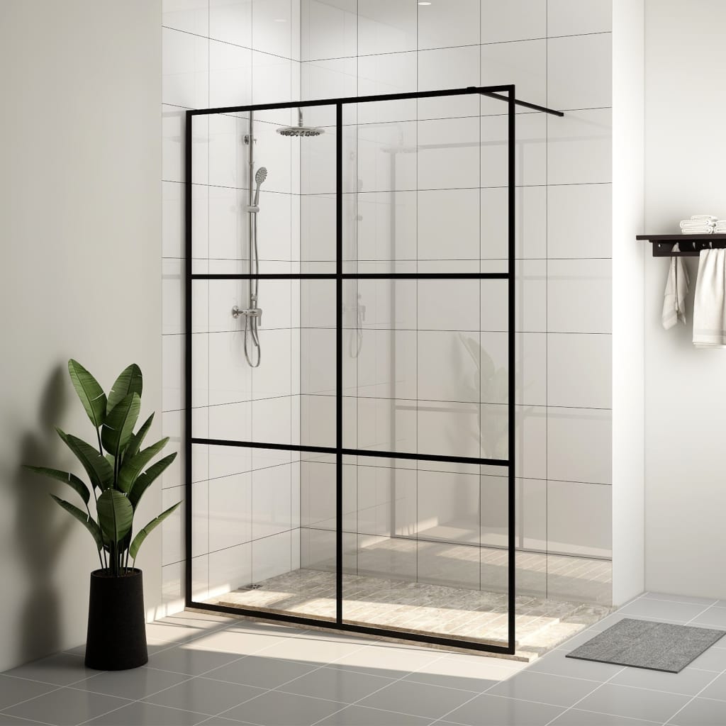 Parete Per Doccia Walk-In Vetro Esg Nera