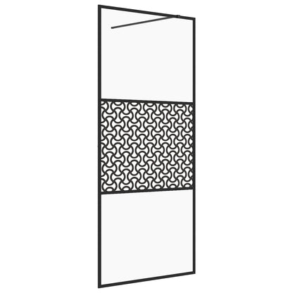 Parete Per Doccia Walk-In Vetro Trasparente Esg 100X195Cm Nera