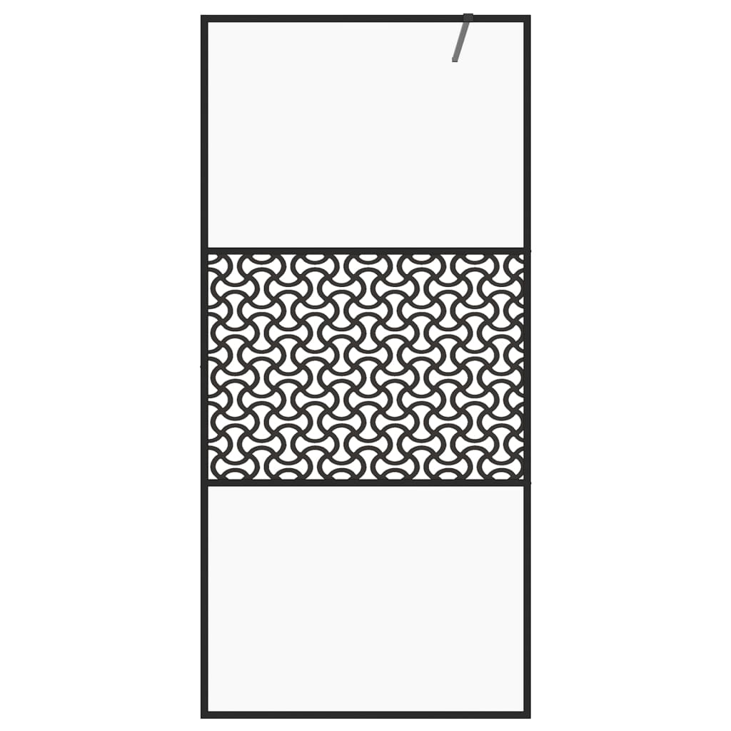 Parete Per Doccia Walk-In Vetro Trasparente Esg 100X195Cm Nera