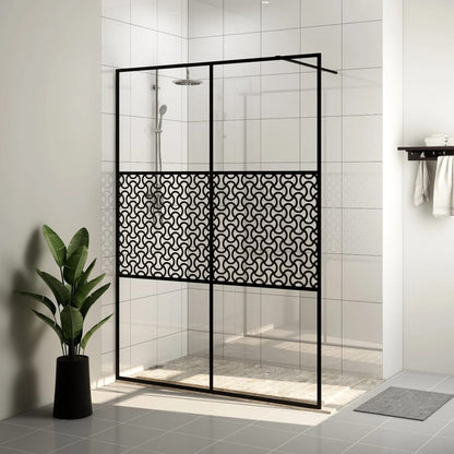 Parete Per Doccia Walk-In Vetro Trasparente Esg 100X195Cm Nera