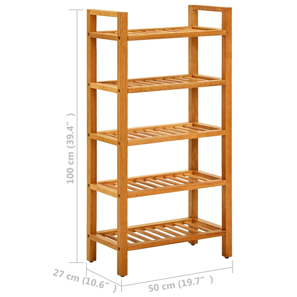 Scarpiera Con 5 Ripiani 50X27X100Cm In Legno Massello Di Rovere