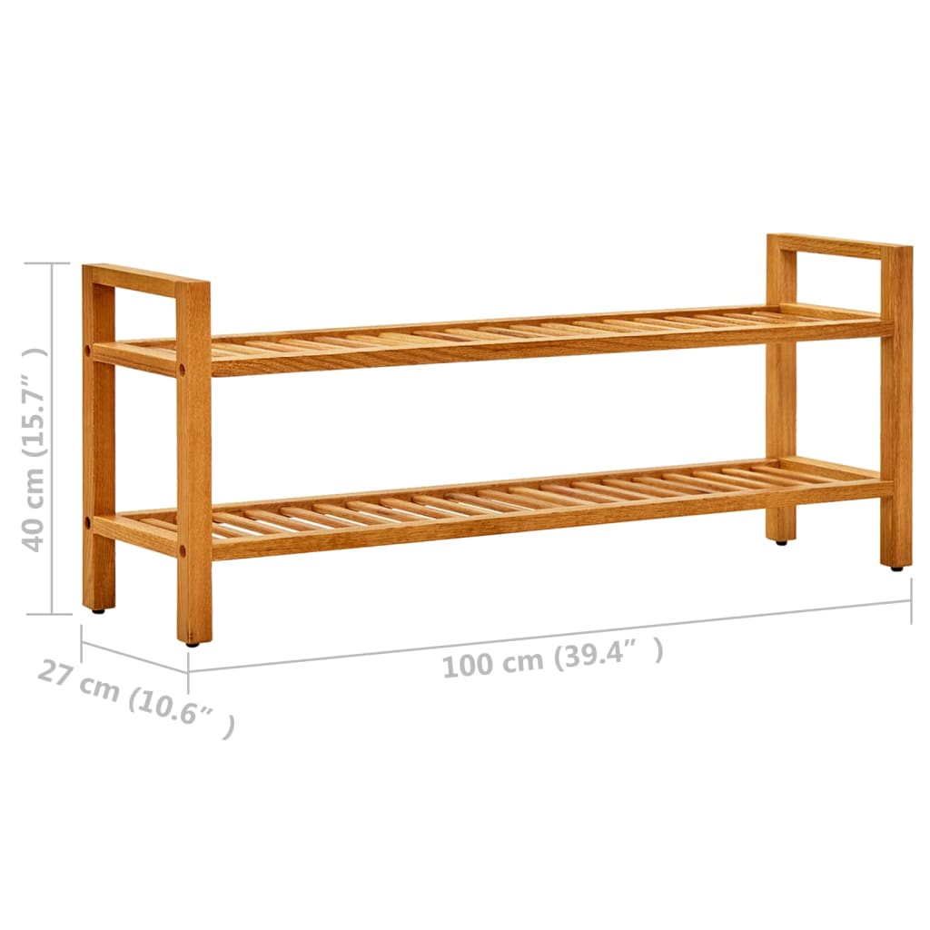 Scarpiera Con 2 Ripiani 100X27X In Massello Di Rovere