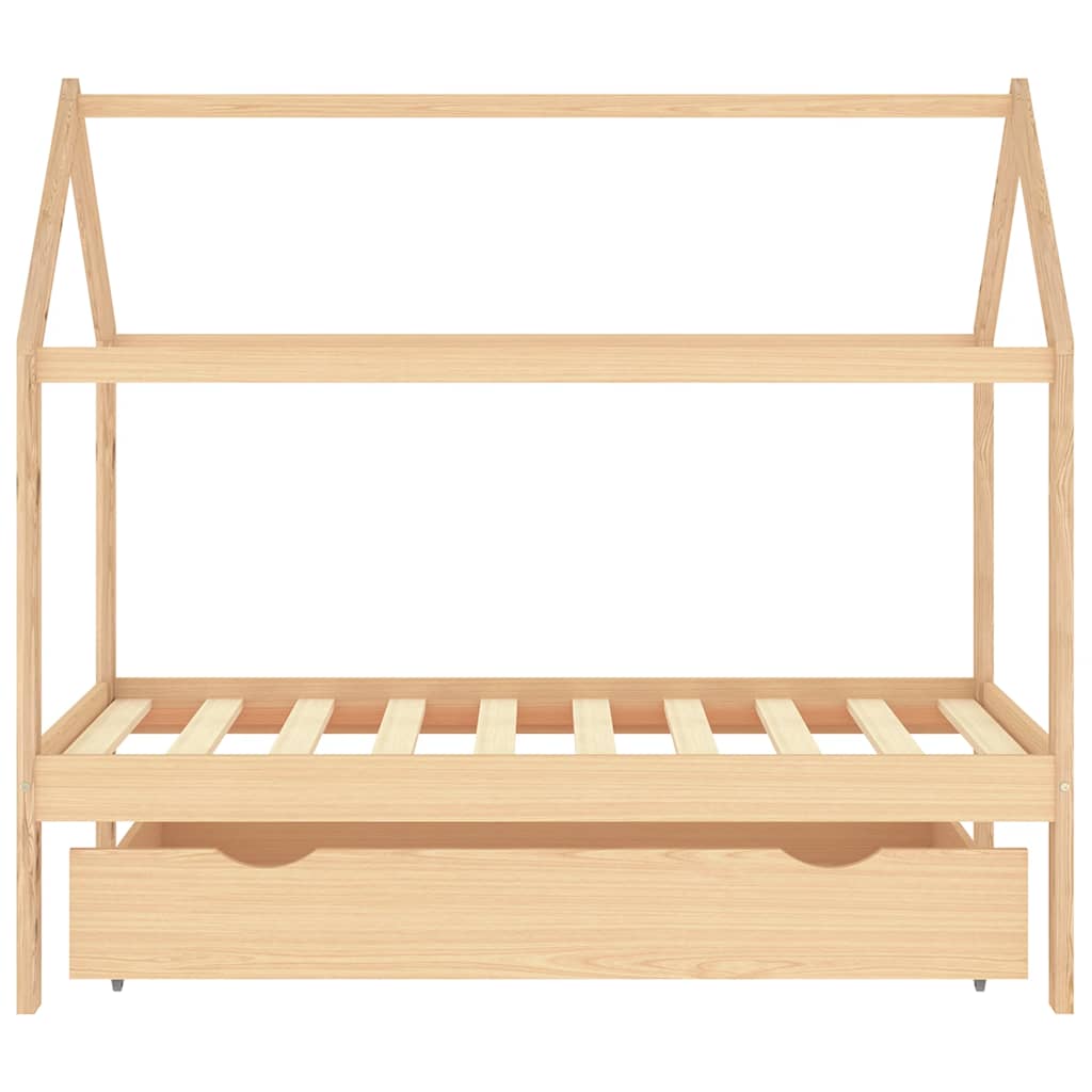 Giroletto Per Bambini Con Cassetto Legno Massello Pino 80X160Cm