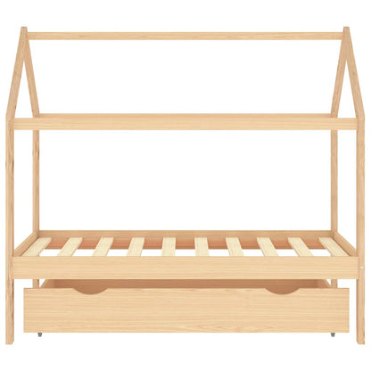 Giroletto Per Bambini Con Cassetto Legno Massello Pino 80X160Cm