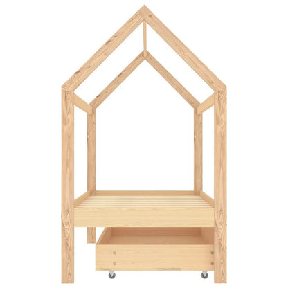 Giroletto Per Bambini Con Cassetto Legno Massello Pino 80X160Cm