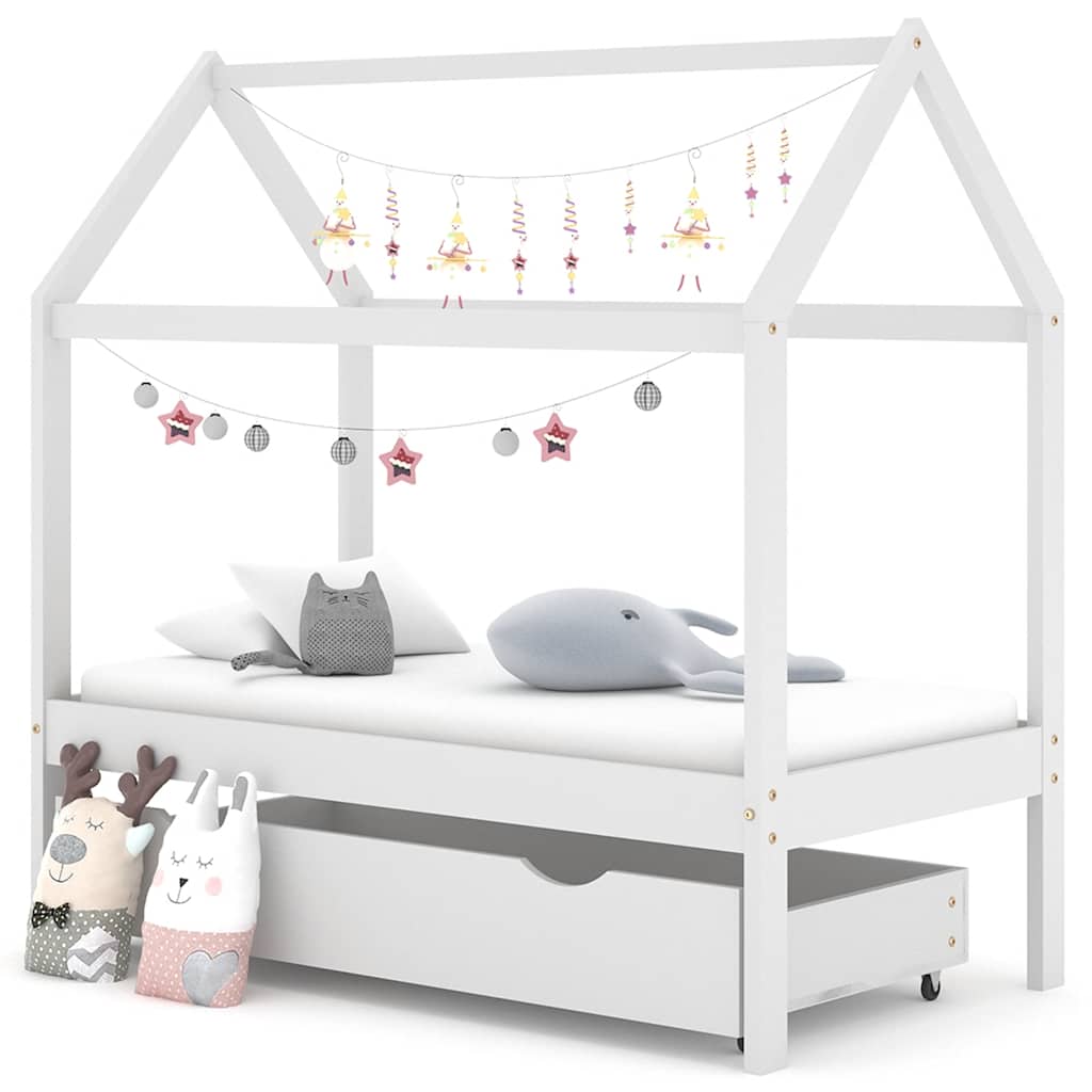 Giroletto Per Bambini Con Cassetto Legno Massello Pino 80X160Cm