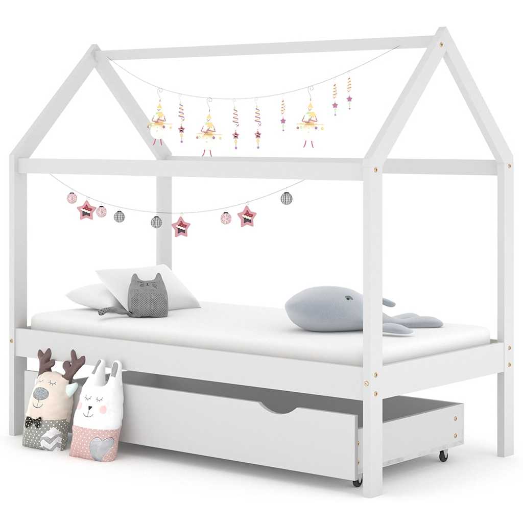 Giroletto Per Bambini Con Cassetto Legno Massello Pino 80X160Cm