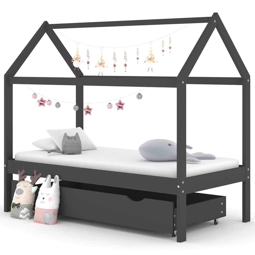Giroletto Per Bambini Con Cassetto Legno Massello Pino 80X160Cm