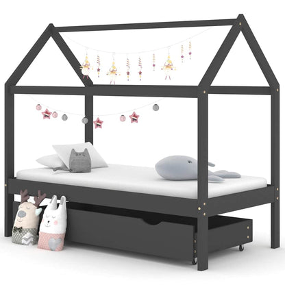 Giroletto Per Bambini Con Cassetto Legno Massello Pino 80X160Cm