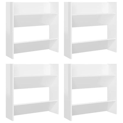 Scarpiere A Muro 4Pz 60X18X60Cm Legno Multistrato Bianco Lucido