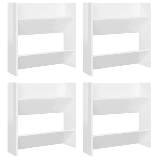 Scarpiere A Muro 4Pz 60X18X60Cm Legno Multistrato Bianco Lucido
