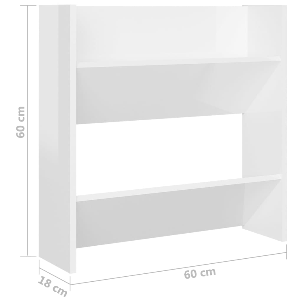 Scarpiere A Muro 4Pz 60X18X60Cm Legno Multistrato Bianco Lucido