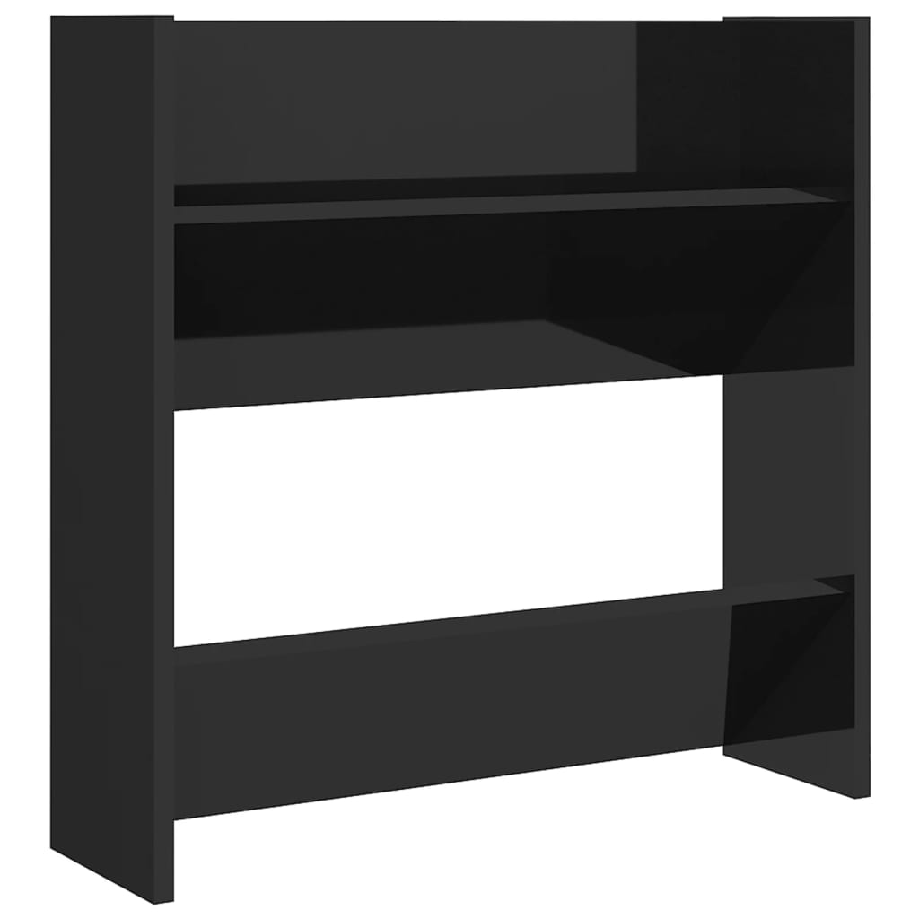 Scarpiera A Muro 60X18X In Legno Multistrato Nero Lucido
