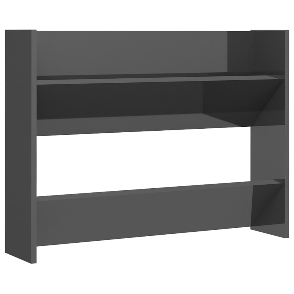 Scarpiere A Muro 2Pz 80X18X60Cm Legno Multistrato Grigio Lucido