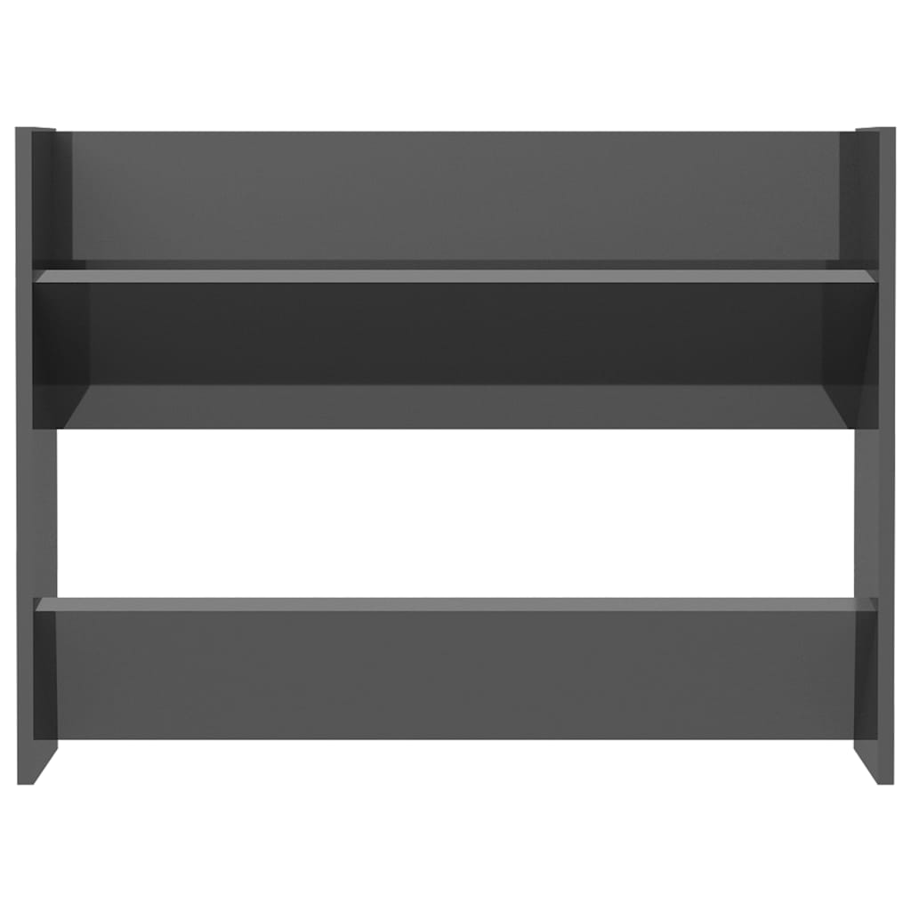 Scarpiere A Muro 2Pz 80X18X60Cm Legno Multistrato Grigio Lucido