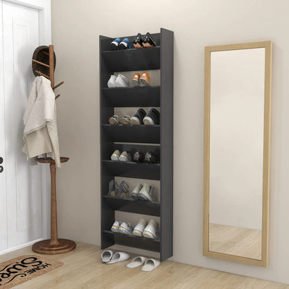 Scarpiere A Muro 2 Pz Grigie 60X18X In Legno Multistrato Grigio