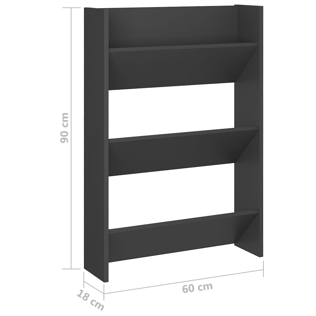 Scarpiere A Muro 2 Pz Grigie 60X18X In Legno Multistrato Grigio