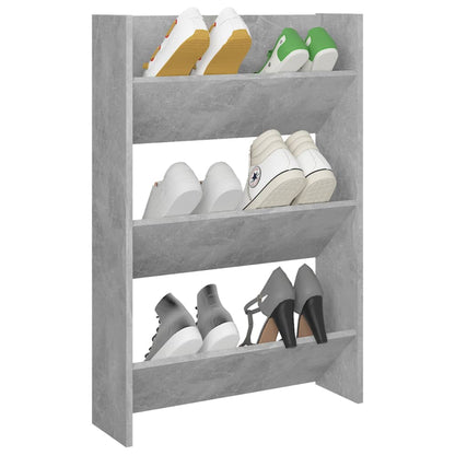Scarpiera A Muro 60X18X90Cm In Legno Multistrato Grigio Cemento