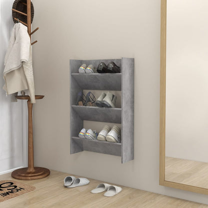 Scarpiera A Muro 60X18X90Cm In Legno Multistrato Grigio Cemento