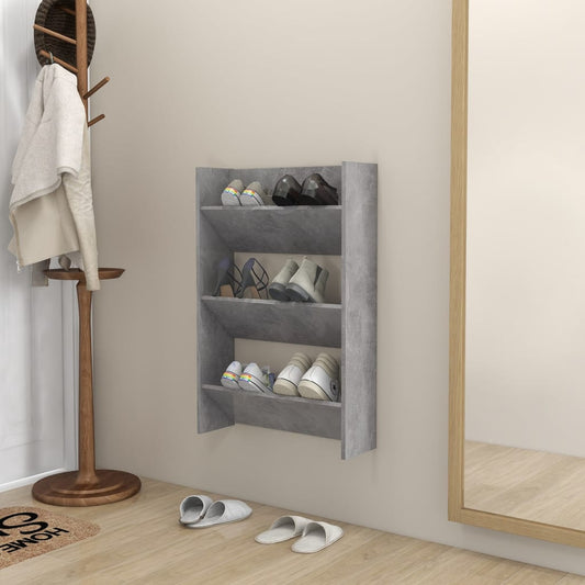 Scarpiera A Muro 60X18X90Cm In Legno Multistrato Grigio Cemento