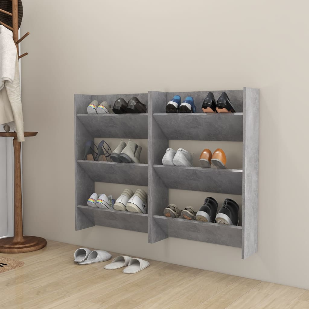 Scarpiera A Muro 60X18X90Cm In Legno Multistrato Grigio Cemento