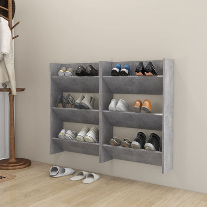 Scarpiera A Muro 60X18X90Cm In Legno Multistrato Grigio Cemento