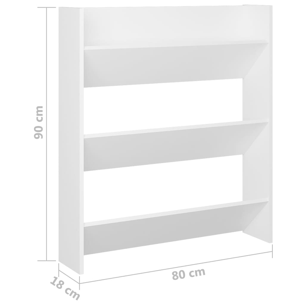 Scarpiera A Muro Bianca 80X18X In Legno Multistrato Bianco