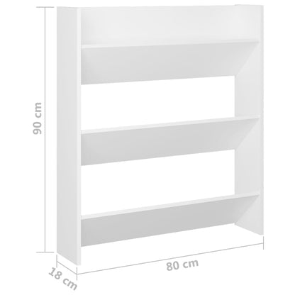 Scarpiera A Muro Bianca 80X18X In Legno Multistrato Bianco