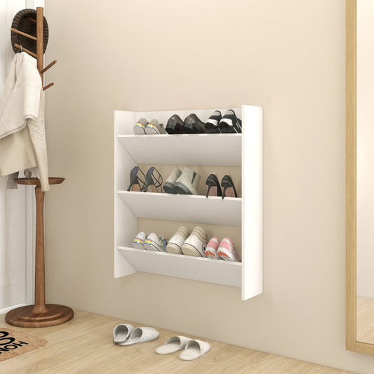 Scarpiera A Muro Bianca 80X18X In Legno Multistrato Bianco
