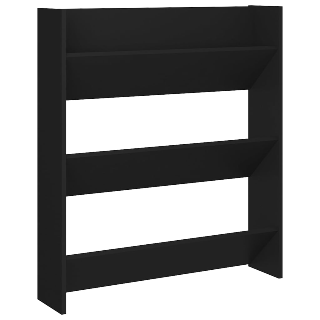 Scarpiera A Muro Nera 80X18X In Legno Multistrato Nero