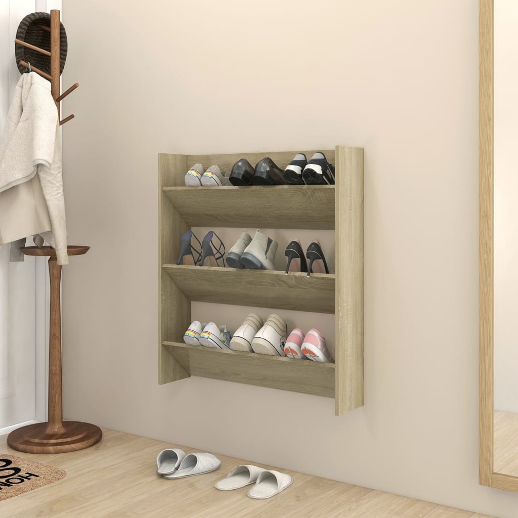 Scarpiera A Muro 80X18X In Legno Multistrato Rovere Sonoma
