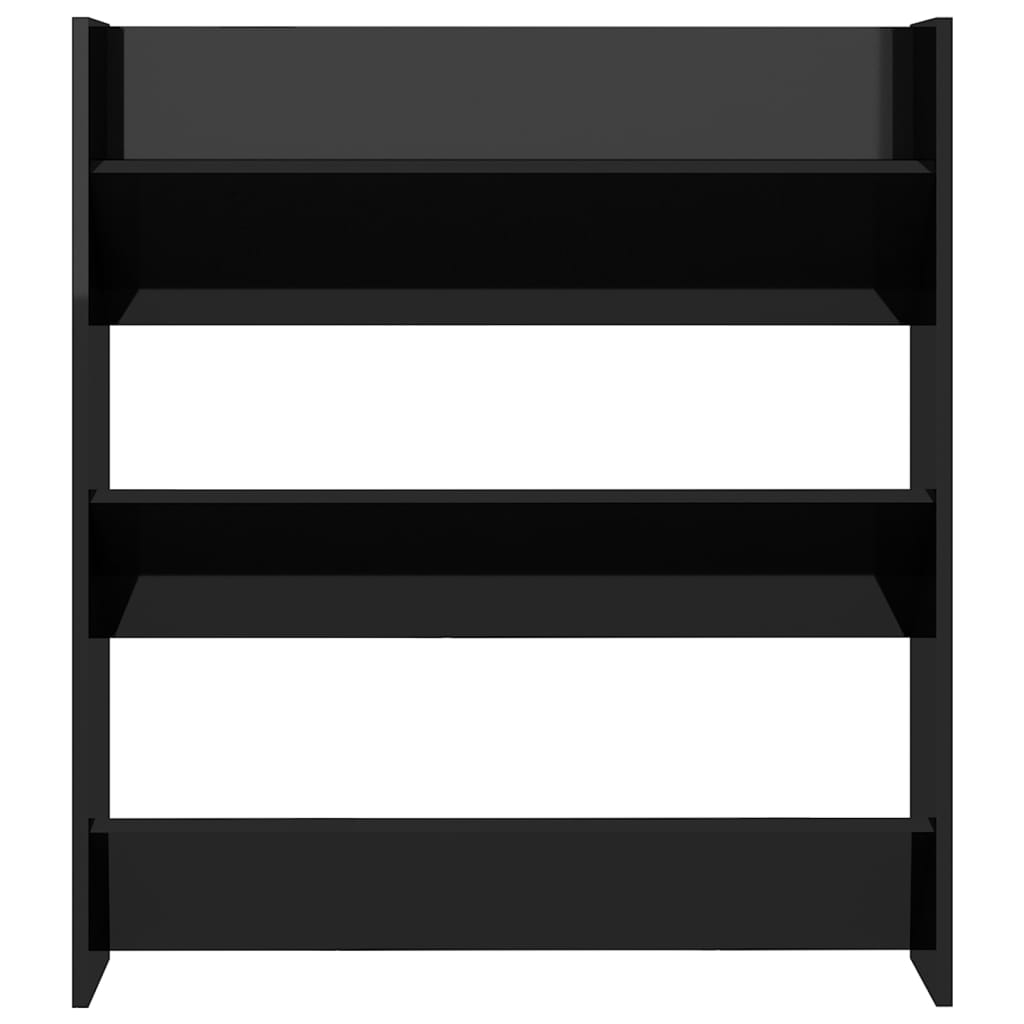 Scarpiera A Muro 80X18X In Legno Multistrato Nero Lucido