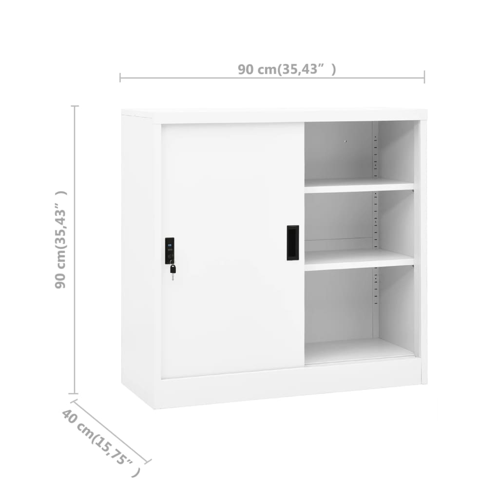 Armadio Per Ufficio Anta Scorrevole 90X40X90Cm Acciaio