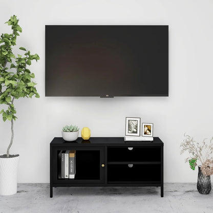 Mobile Tv 90X30X44 Cm In Acciaio E Vetro