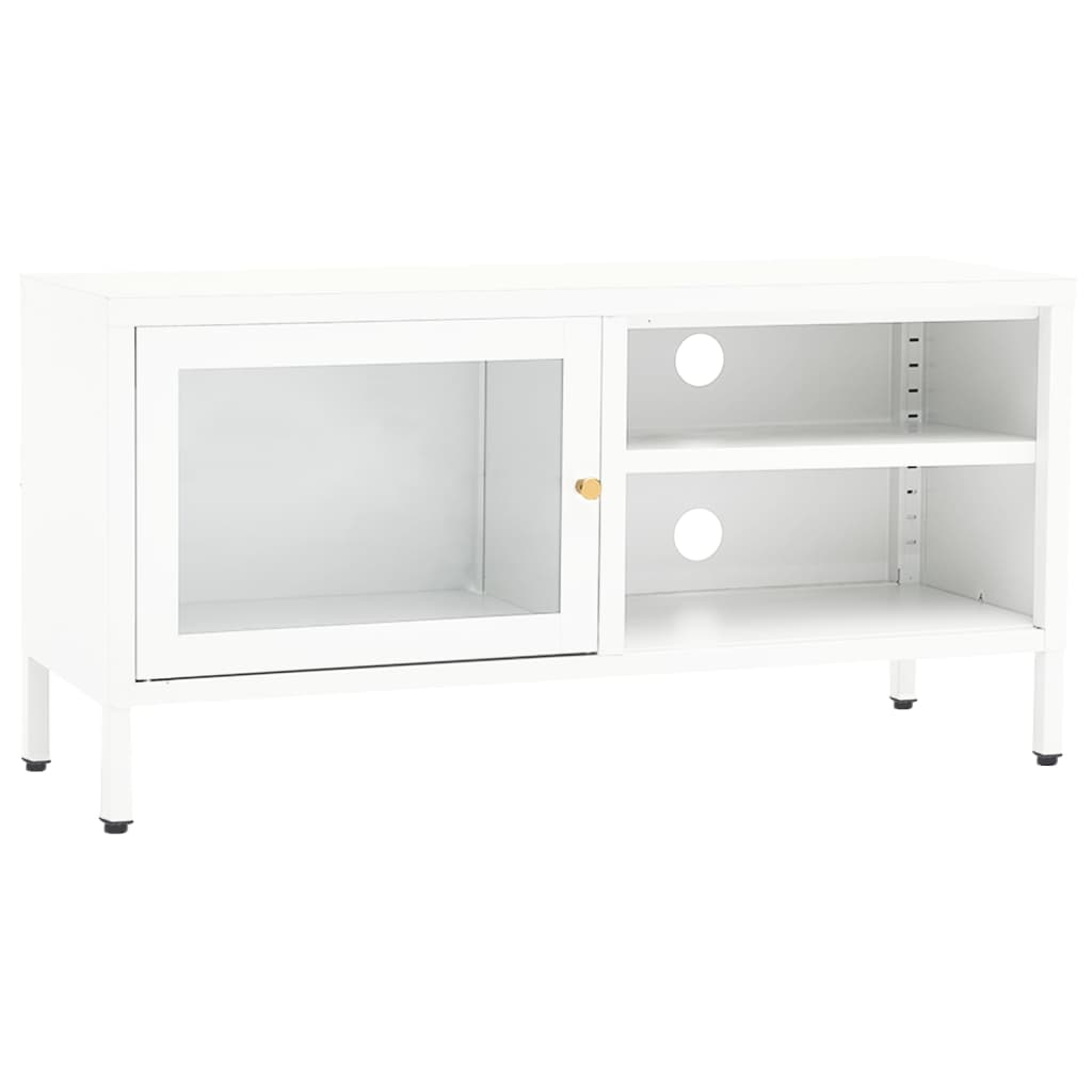 Mobile Tv 90X30X44 Cm In Acciaio E Vetro