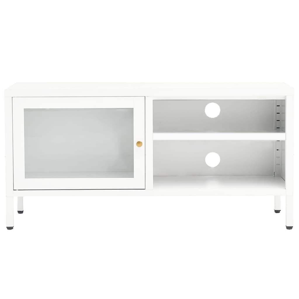 Mobile Tv 90X30X44 Cm In Acciaio E Vetro