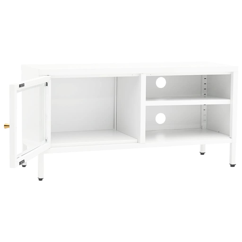 Mobile Tv 90X30X44 Cm In Acciaio E Vetro