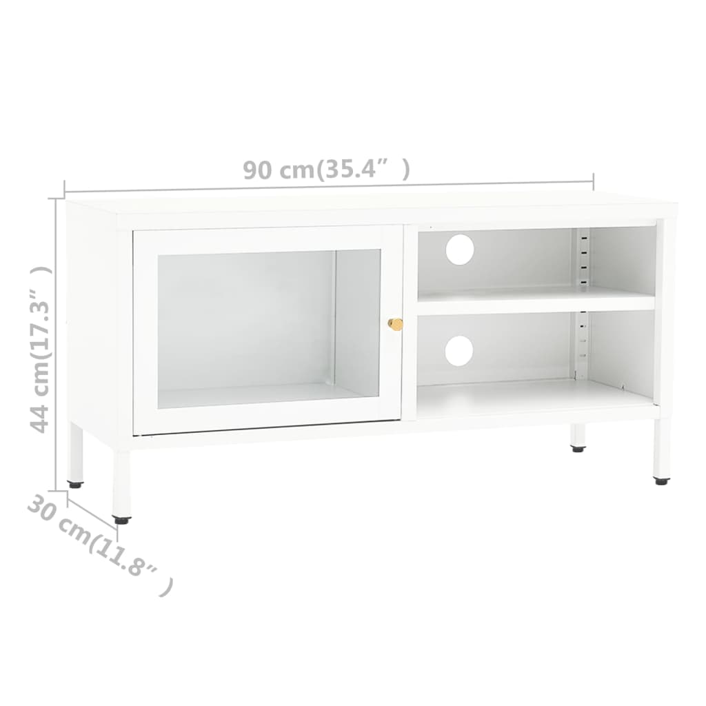 Mobile Tv 90X30X44 Cm In Acciaio E Vetro