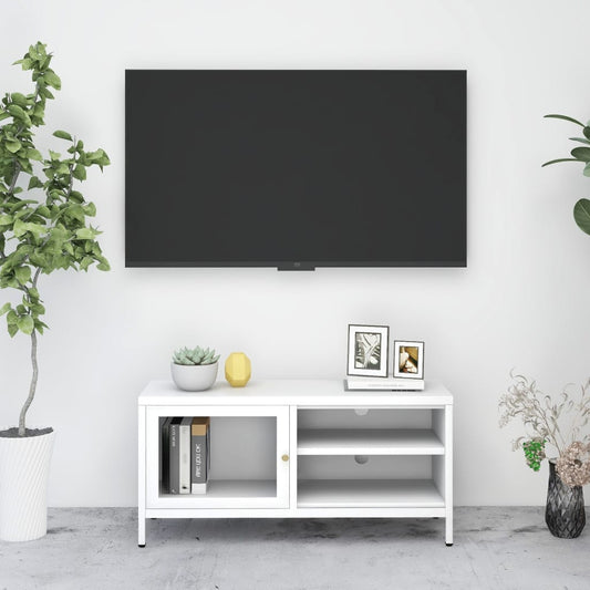 Mobile Tv 90X30X44 Cm In Acciaio E Vetro
