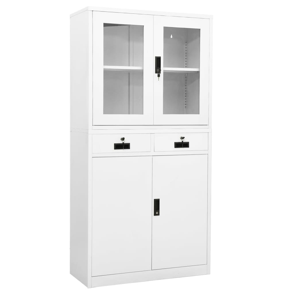 Armadio Per Ufficio 90X40X180 Cm In Acciaio E Vetro